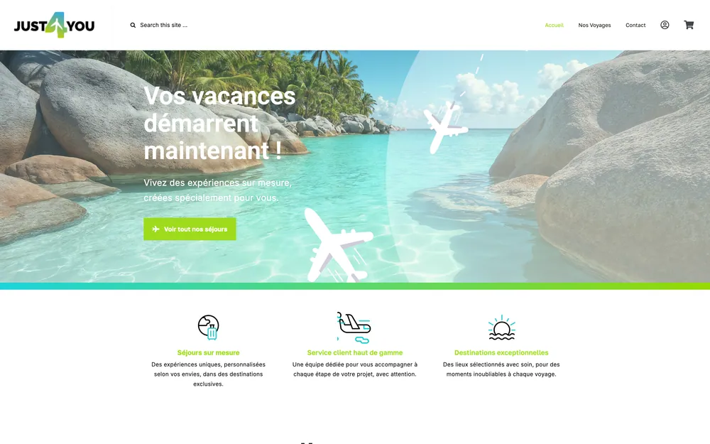 Just4You — Le site de réservation du site web réalisé par SwiftFlow
